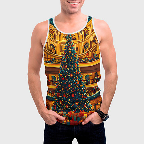 Мужская майка без рукавов Московская новогодняя елка / 3D-Белый – фото 3