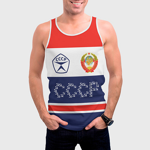 Мужская майка без рукавов Символика и знаки СССР / 3D-Белый – фото 3