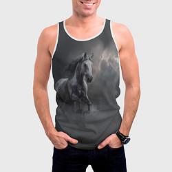 Майка-безрукавка мужская Белая лошадь в тумане, цвет: 3D-белый — фото 2