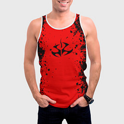 Майка-безрукавка мужская Эмблема hitman на красном фоне, цвет: 3D-белый — фото 2