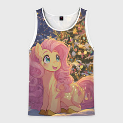 Майка-безрукавка мужская Милая пони и новый год, цвет: 3D-белый