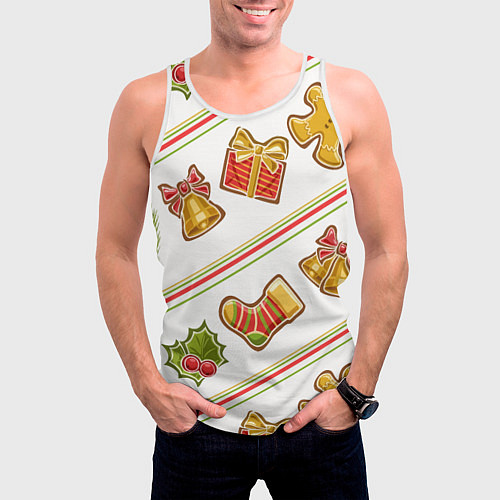 Мужская майка без рукавов Рождественский дух / 3D-Белый – фото 3