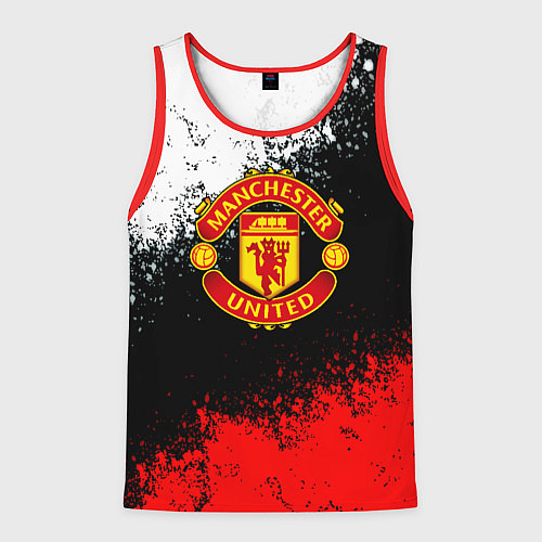 Мужская майка без рукавов Манчестер Юнайтед краски всплеск / 3D-Красный – фото 1