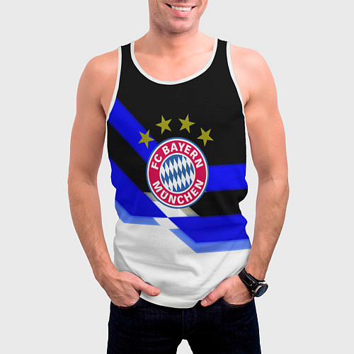 Мужская майка без рукавов Бавария Мюнхен полосы спорт / 3D-Белый – фото 3