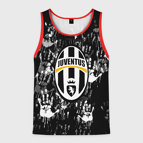 Мужская майка без рукавов Ювентус текстура руки краски / 3D-Красный – фото 1