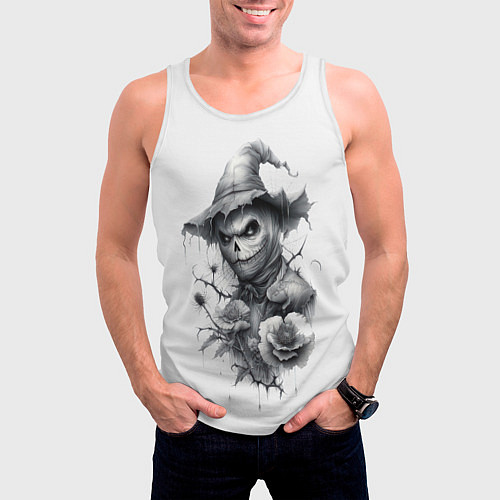 Мужская майка без рукавов Eerie Scarecrow / 3D-Белый – фото 3