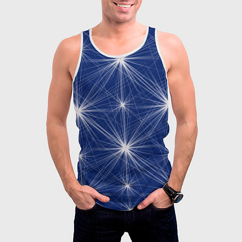 Мужская майка без рукавов Звезды на синем фоне / 3D-Белый – фото 3