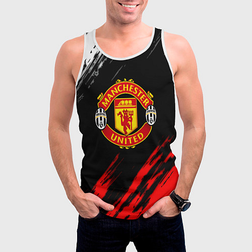 Мужская майка без рукавов Манчестер Юнайтед x Ювентус краски / 3D-Белый – фото 3