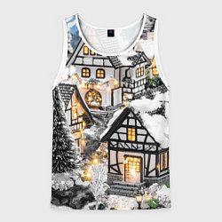 Майка-безрукавка мужская Объемные новогодние дома, цвет: 3D-белый