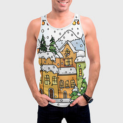 Майка-безрукавка мужская Новогодний снегопад, цвет: 3D-белый — фото 2