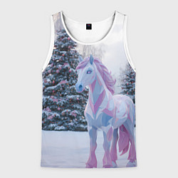 Майка-безрукавка мужская Геометрическая новогодняя лошадка, цвет: 3D-белый