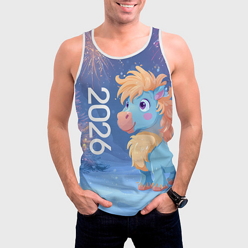 Мужская майка без рукавов Милая лошадка 2026 / 3D-Белый – фото 3