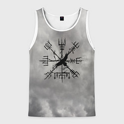 Майка-безрукавка мужская Мистический ворон в руническом компасе вегвизир, цвет: 3D-белый