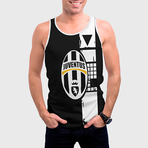 Мужская майка без рукавов Ювентус геометрия белая / 3D-Белый – фото 3