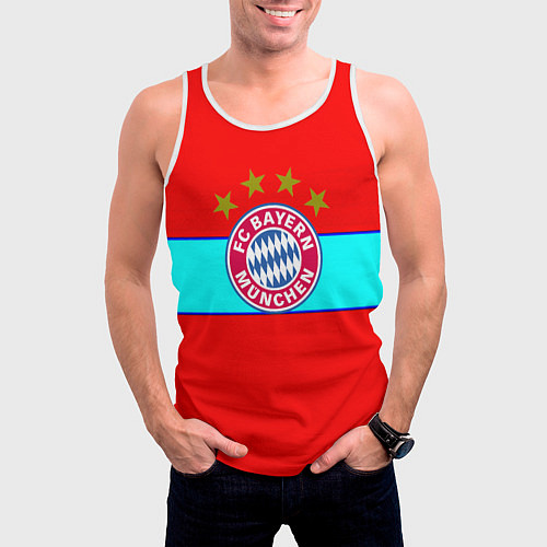 Мужская майка без рукавов Бавария Мюнхен полосы линии / 3D-Белый – фото 3