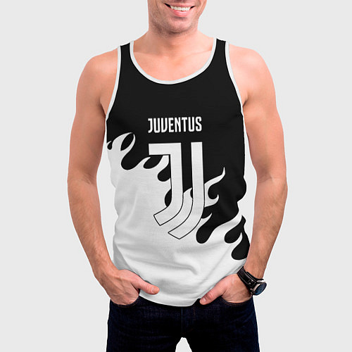 Мужская майка без рукавов Ювентус огонь текстура / 3D-Белый – фото 3