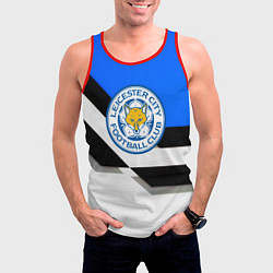 Майка-безрукавка мужская Лестер сити геометрия полосы, цвет: 3D-красный — фото 2