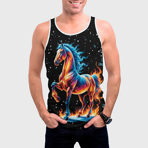 Мужская майка без рукавов Лошадь на снегу / 3D-Белый – фото 3