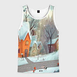 Майка-безрукавка мужская Милый новогодний дворик, цвет: 3D-белый