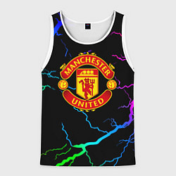 Майка-безрукавка мужская Манчестер Юнайтед неоновые молнии, цвет: 3D-белый