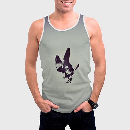 Мужская майка без рукавов Атакующий ястреб / 3D-Белый – фото 3