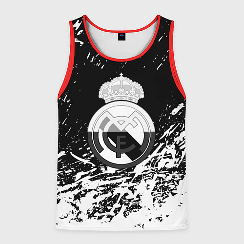 Мужская майка без рукавов Реал Мадрид краски текстура / 3D-Красный – фото 1