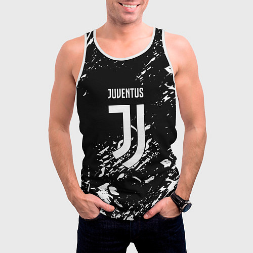 Мужская майка без рукавов Juventus белые штрихи красок / 3D-Белый – фото 3