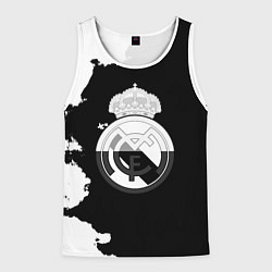 Майка-безрукавка мужская Реал Мадрид черно белые краски, цвет: 3D-белый