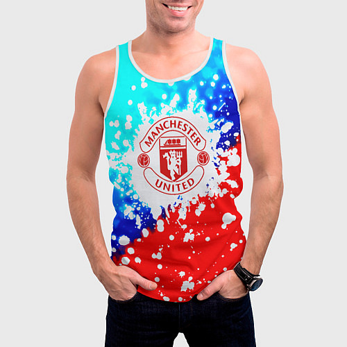 Мужская майка без рукавов Манчестер Юнайтед неон / 3D-Белый – фото 3