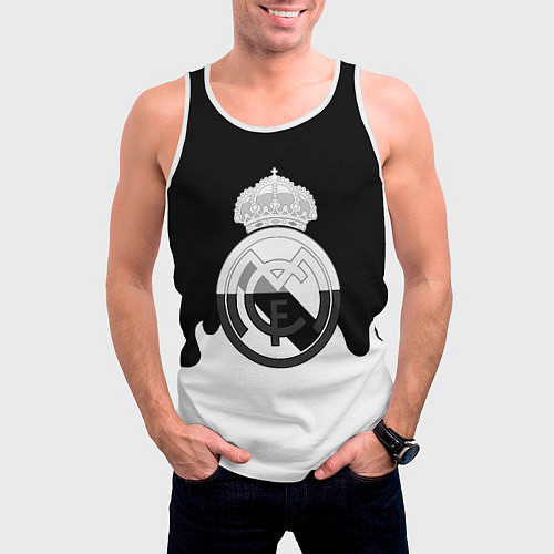 Мужская майка без рукавов Реал Мадрид огонь белый / 3D-Белый – фото 3