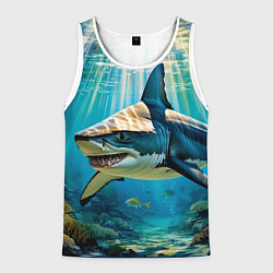 Майка-безрукавка мужская Хищник кораллового рифа, цвет: 3D-белый
