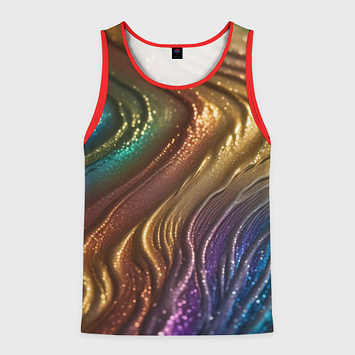 Мужская майка без рукавов Сморщенные складочки жидкости / 3D-Красный – фото 1