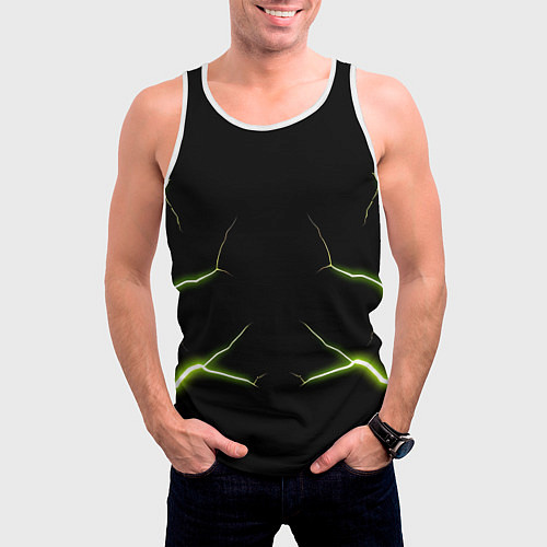 Мужская майка без рукавов Color green black / 3D-Белый – фото 3