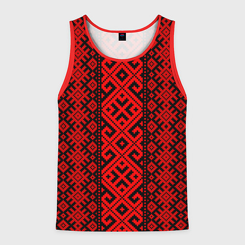 Мужская майка без рукавов Стиль славянский орнамент / 3D-Красный – фото 1