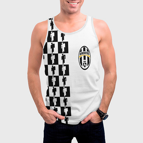 Мужская майка без рукавов Ювентус паттерн люди / 3D-Белый – фото 3