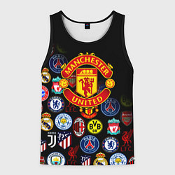 Майка-безрукавка мужская Манчестер логотипы команд, цвет: 3D-черный