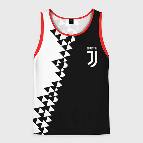 Мужская майка без рукавов Juventus черно белая геометрия текстура / 3D-Красный – фото 1