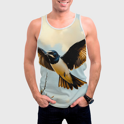 Мужская майка без рукавов Полёт ласточки / 3D-Белый – фото 3