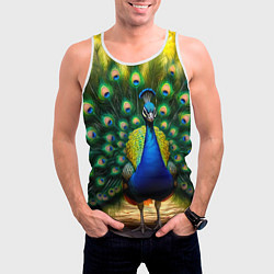 Майка-безрукавка мужская Царственный павлин, цвет: 3D-белый — фото 2