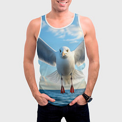 Майка-безрукавка мужская Чайка над волной, цвет: 3D-белый — фото 2