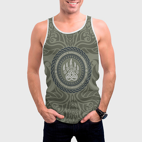 Мужская майка без рукавов Слава богам и предкам нашим / 3D-Белый – фото 3