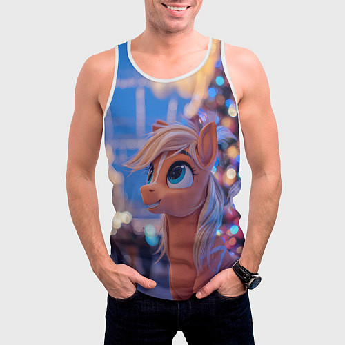 Мужская майка без рукавов Милая лошадка символ 2026 / 3D-Белый – фото 3