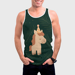 Майка-безрукавка мужская Милая лошадка с колпаком, цвет: 3D-белый — фото 2