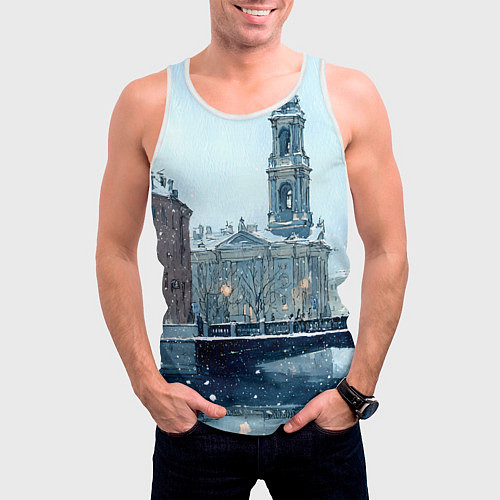 Мужская майка без рукавов Зимний Питер / 3D-Белый – фото 3