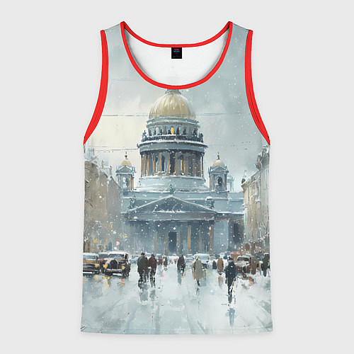 Мужская майка без рукавов Санкт-Петербург зимний пейзаж / 3D-Красный – фото 1