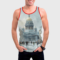 Майка-безрукавка мужская Санкт-Петербург зимний пейзаж, цвет: 3D-красный — фото 2