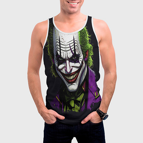 Мужская майка без рукавов Улыбающийся Джокер / 3D-Белый – фото 3