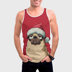 Майка-безрукавка мужская Новогодний мопс, цвет: 3D-белый — фото 2