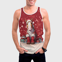 Майка-безрукавка мужская Лошадка в новогодних сапогах, цвет: 3D-белый — фото 2