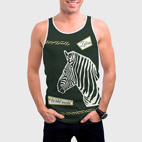 Мужская майка без рукавов Зебра-коллаж / 3D-Белый – фото 3